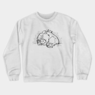 Napping lion with kittens Crewneck Sweatshirt